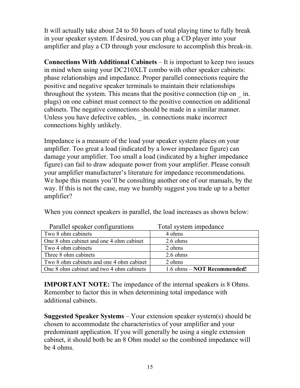 Eden DC-210XLT Metro User Manual | Page 15 / 20