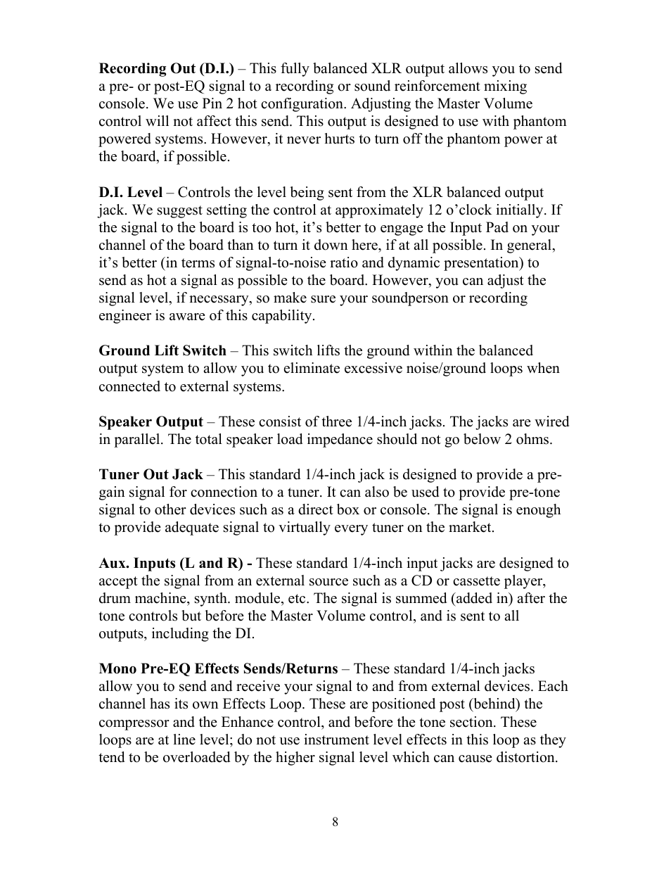 Eden DC-210XLT Metro User Manual | Page 8 / 20