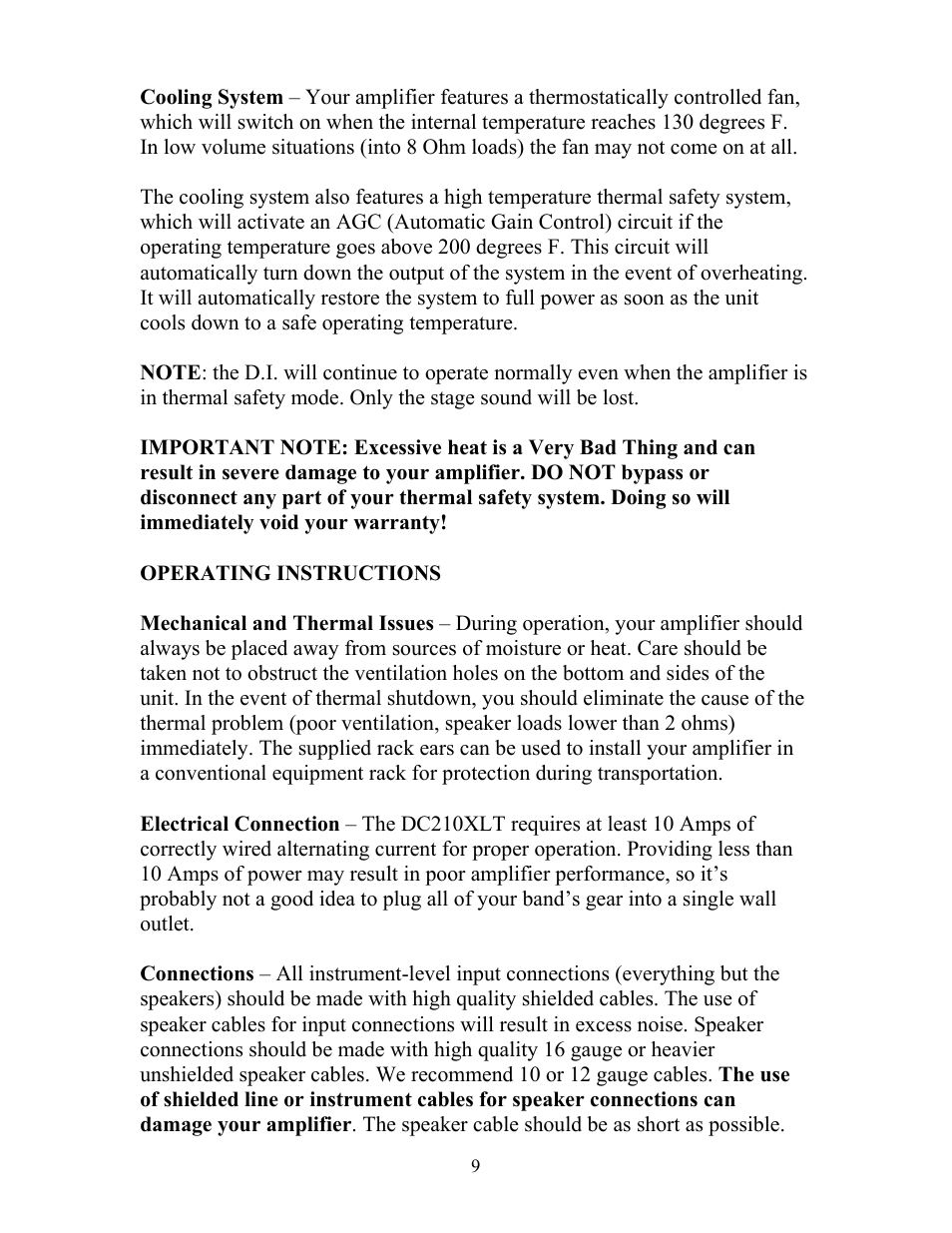 Eden DC-210XLT Metro User Manual | Page 9 / 20