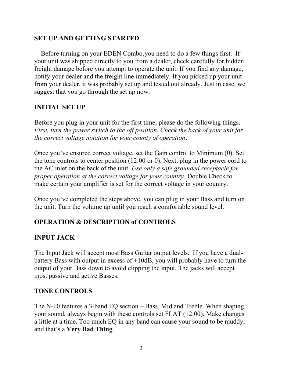 Eden E10 User Manual | Page 3 / 6