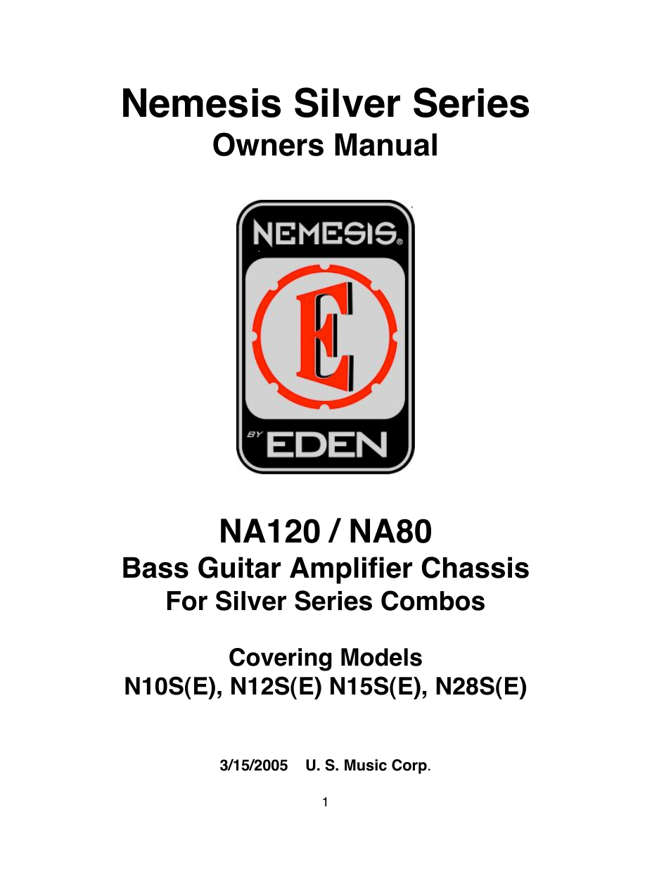 Eden Silver Series User Manual | 11 pages