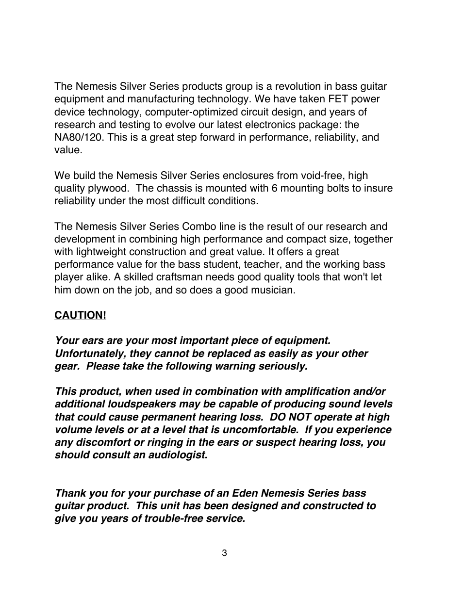 Eden Silver Series User Manual | Page 3 / 11