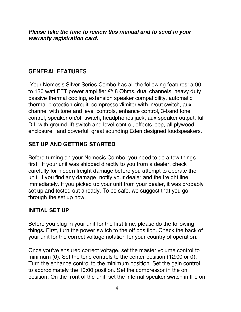 Eden Silver Series User Manual | Page 4 / 11