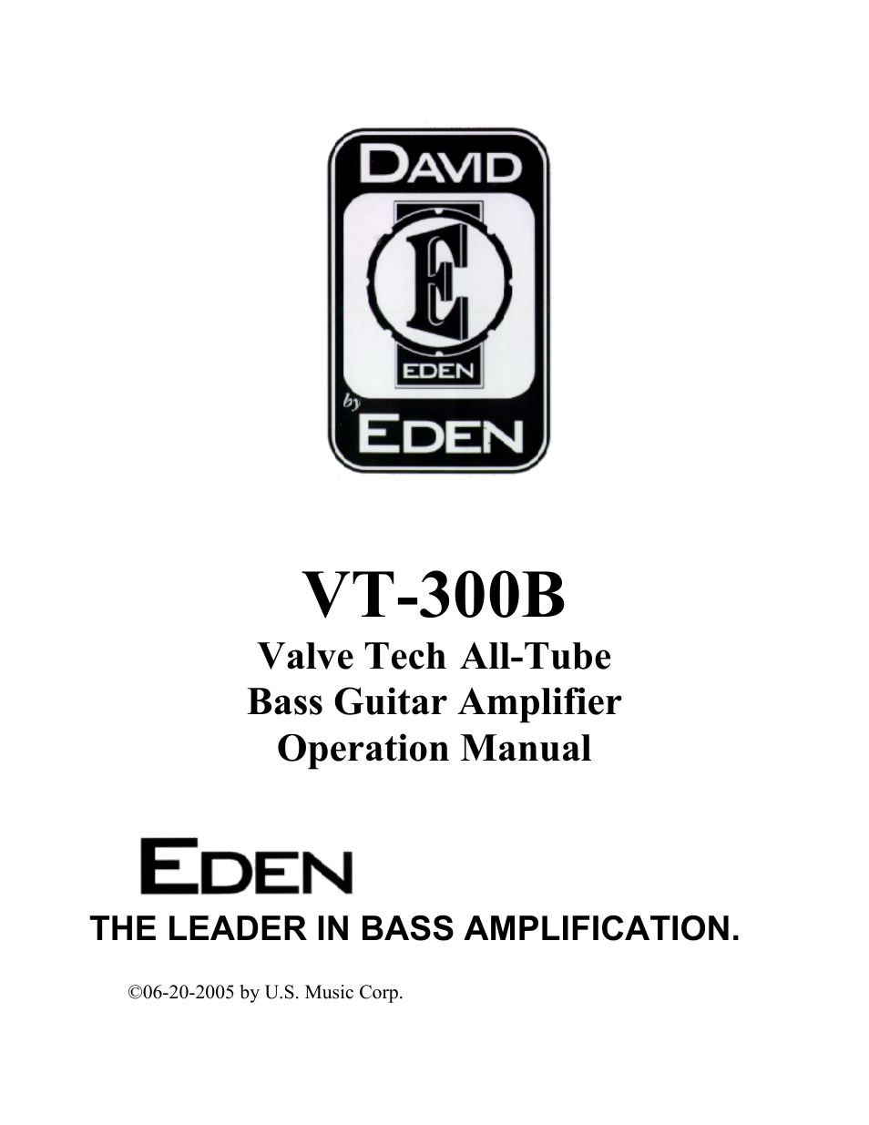 Eden VT300B User Manual | 13 pages