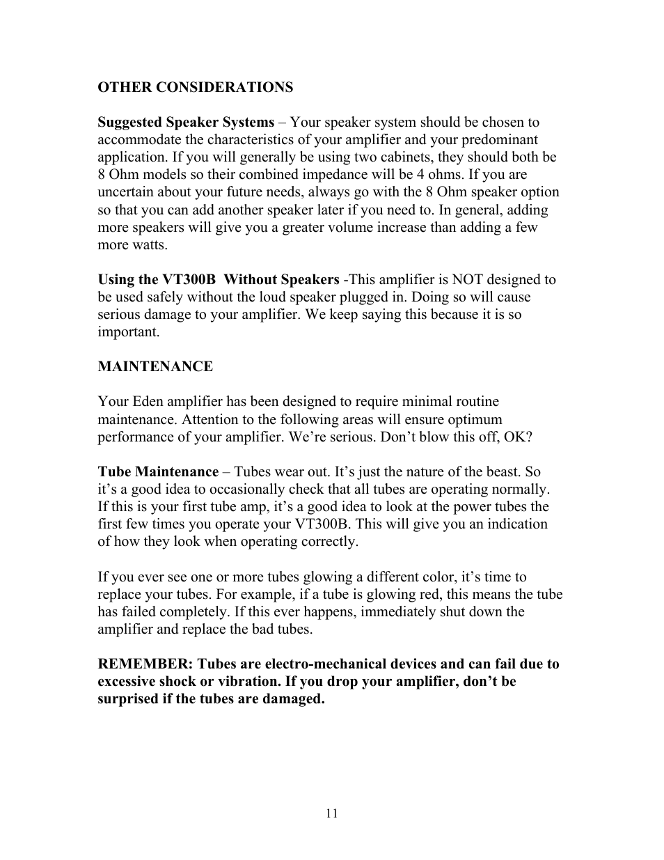 Eden VT300B User Manual | Page 11 / 13