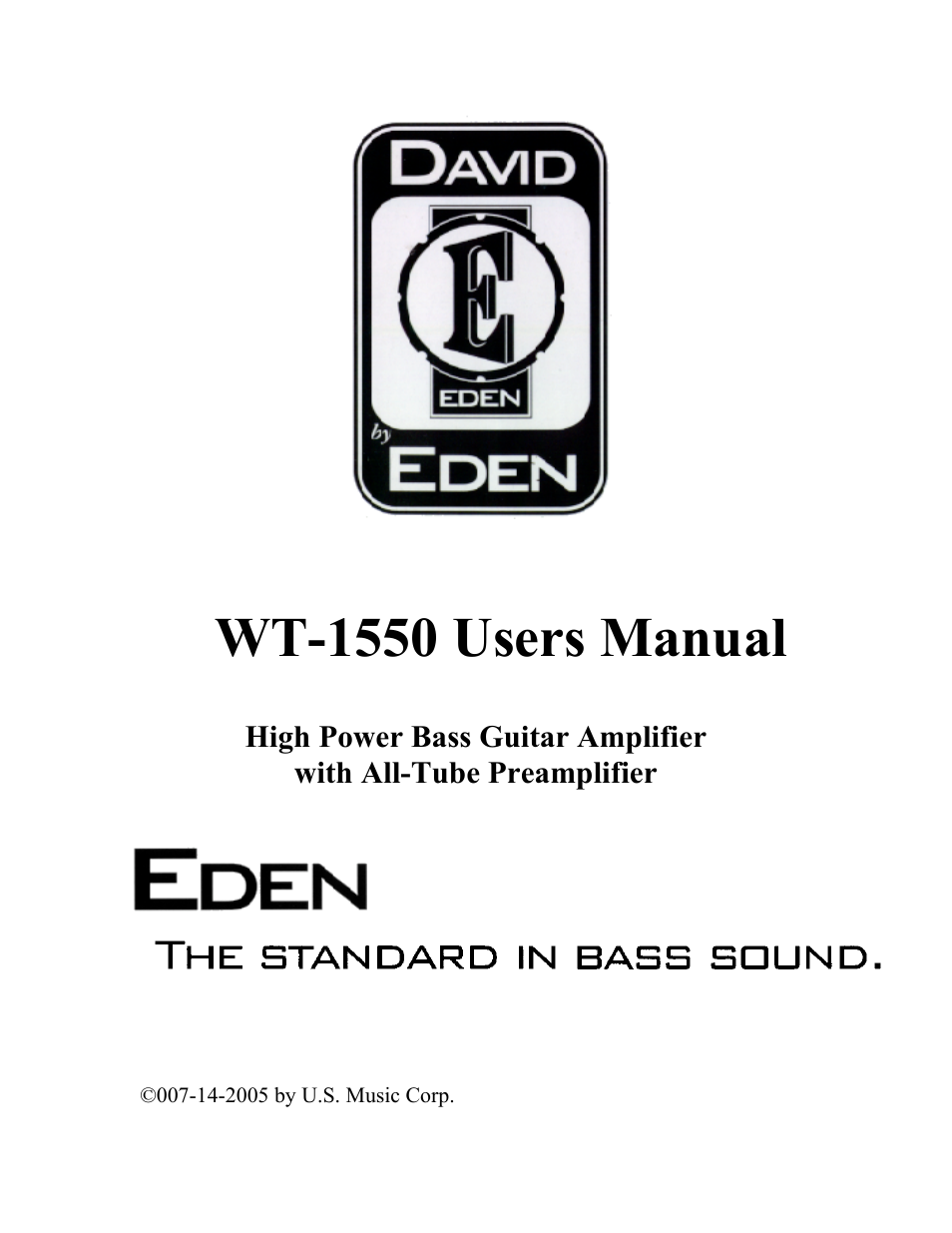 Eden W1550 User Manual | 13 pages