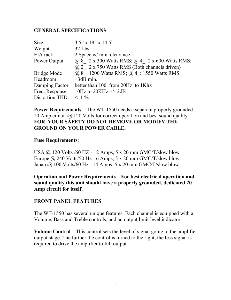 Eden W1550 User Manual | Page 5 / 13