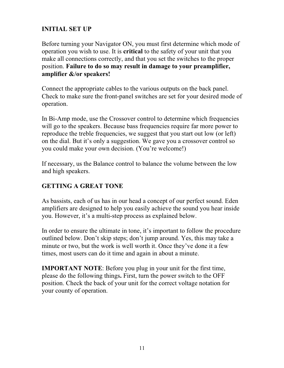 Eden WP100 Navigator (2011) User Manual | Page 11 / 20