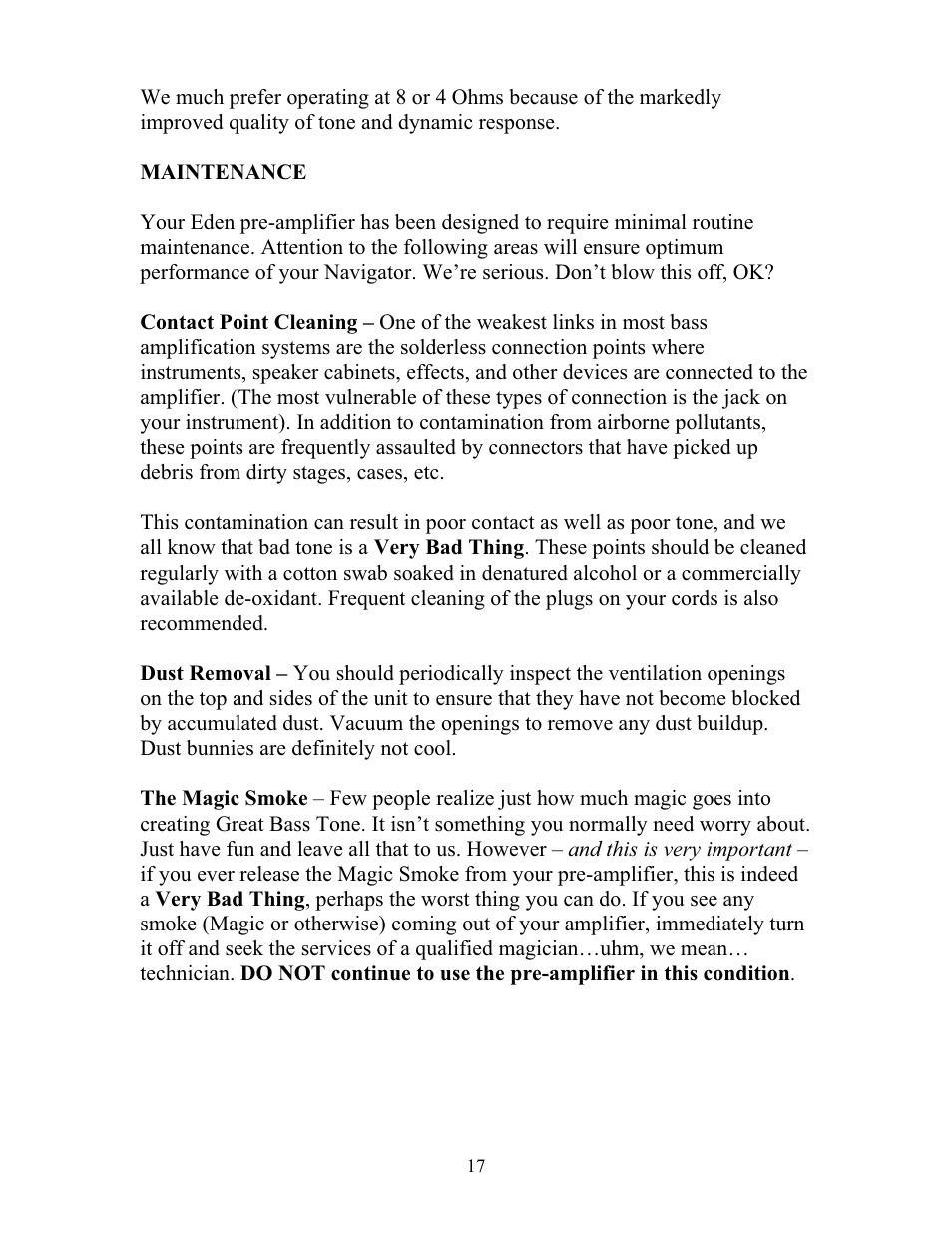 Eden WP100 Navigator (2011) User Manual | Page 17 / 20