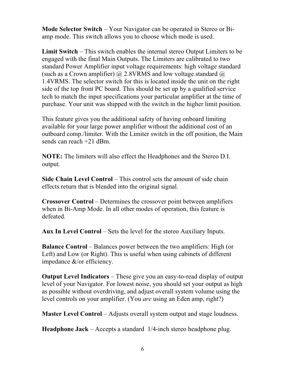 Eden WP100 Navigator (2011) User Manual | Page 6 / 20