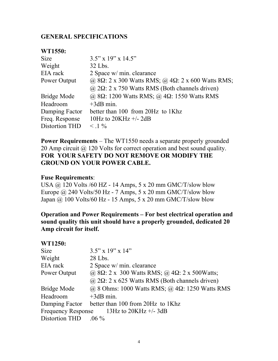 Eden WT1250 User Manual | Page 4 / 12