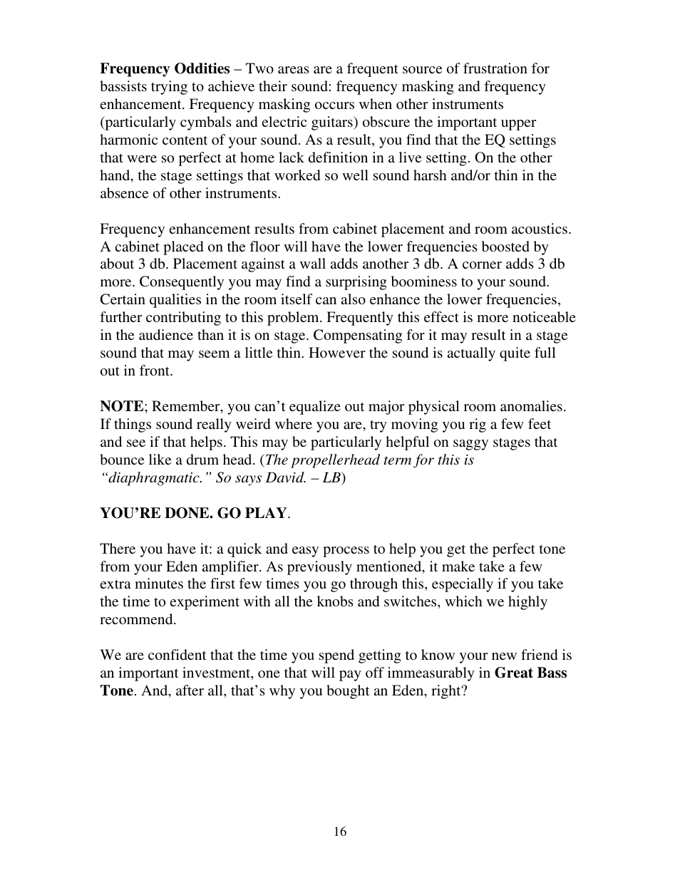 Eden WT405 User Manual | Page 16 / 20