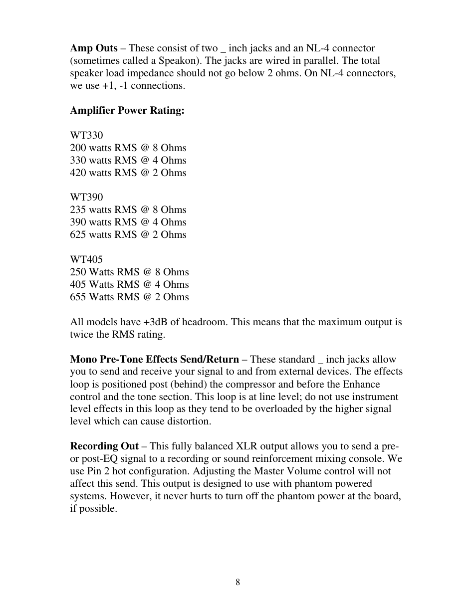 Eden WT405 User Manual | Page 8 / 20