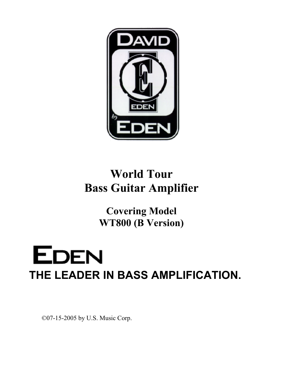 Eden WT800B User Manual | 21 pages