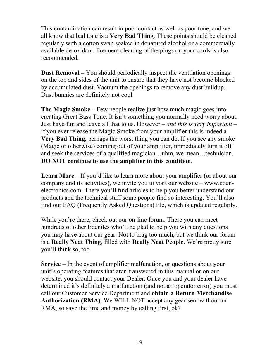 Eden WT800B User Manual | Page 19 / 21