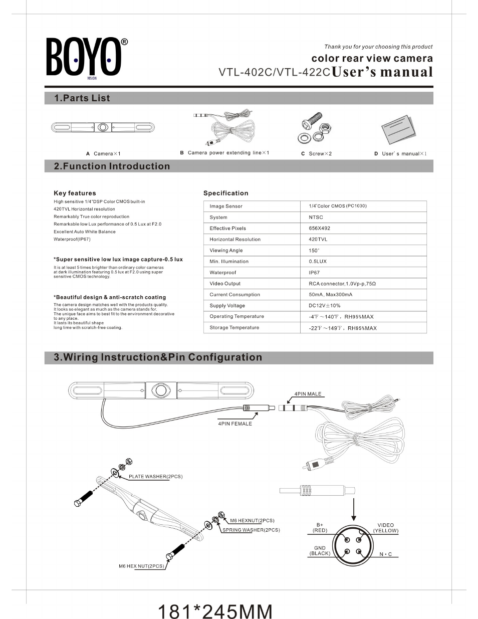 Boyo - Vision Tech America VTL-402C User Manual | 1 page