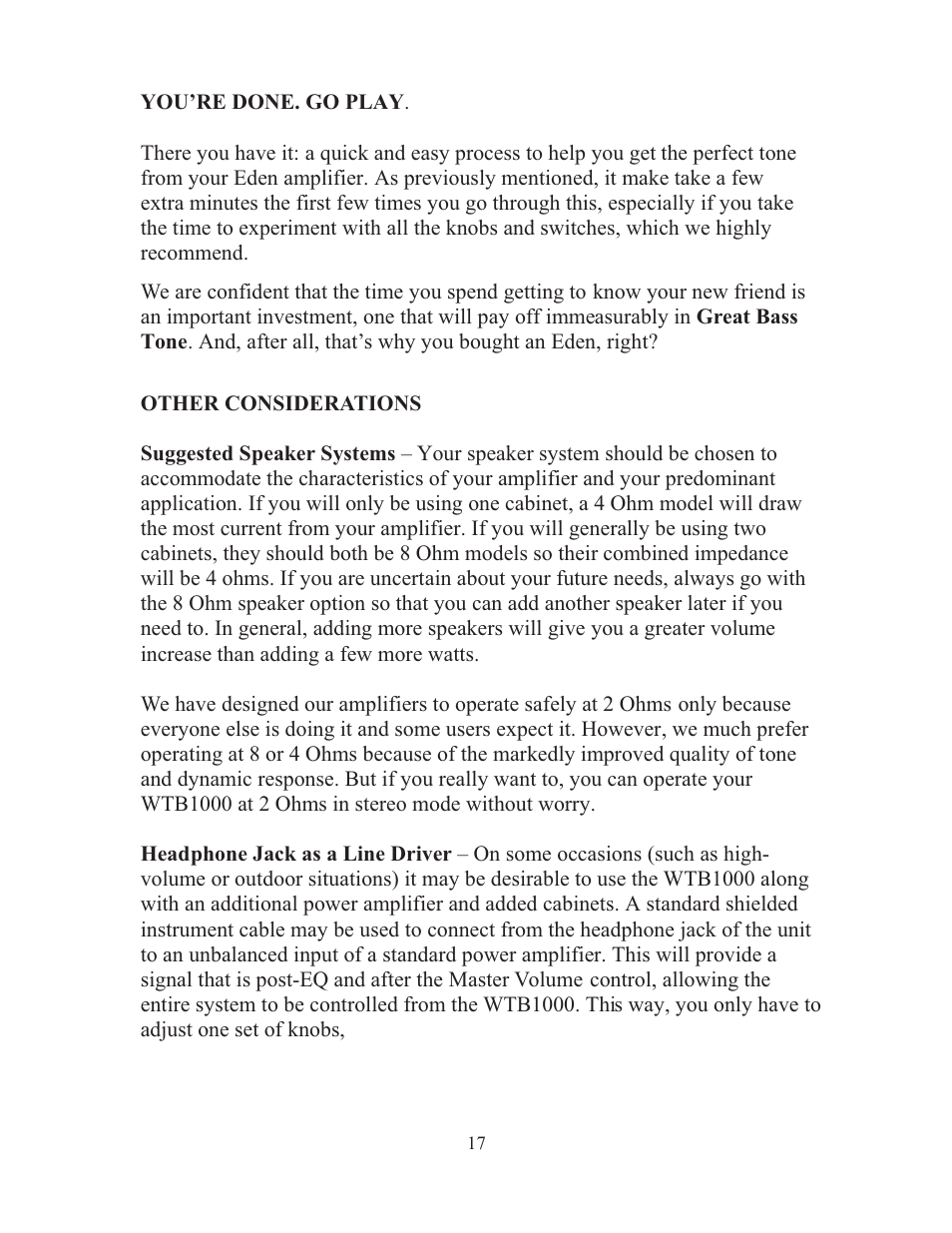 Eden WTB1000 User Manual | Page 17 / 19