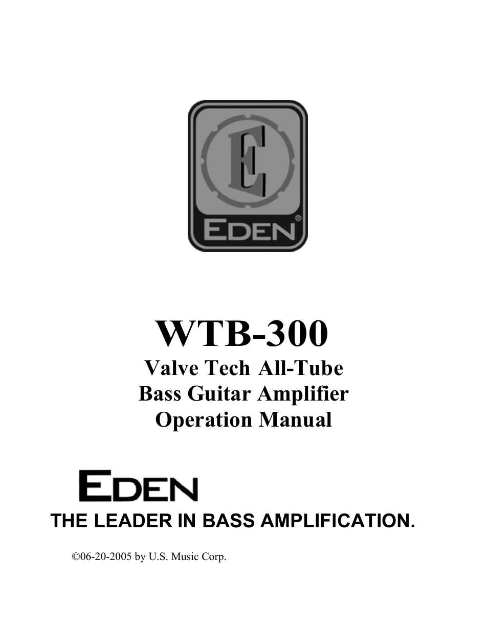 Eden WTB300 User Manual | 13 pages