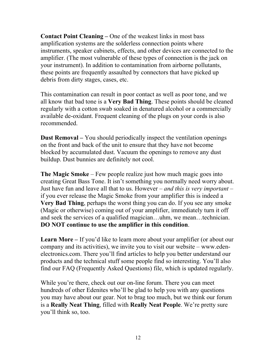 Eden WTB300 User Manual | Page 12 / 13