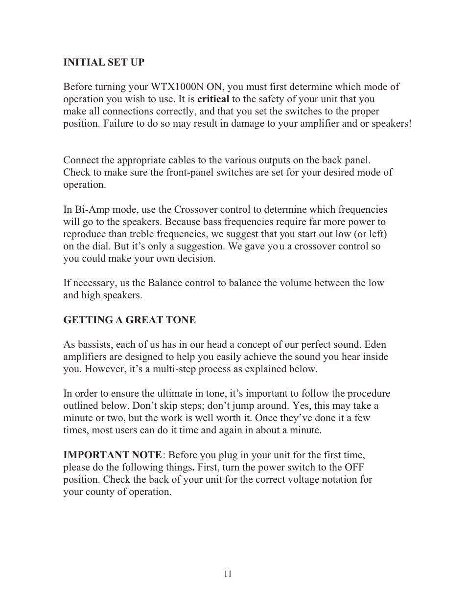 Eden WTX1000N Navigator User Manual | Page 11 / 20