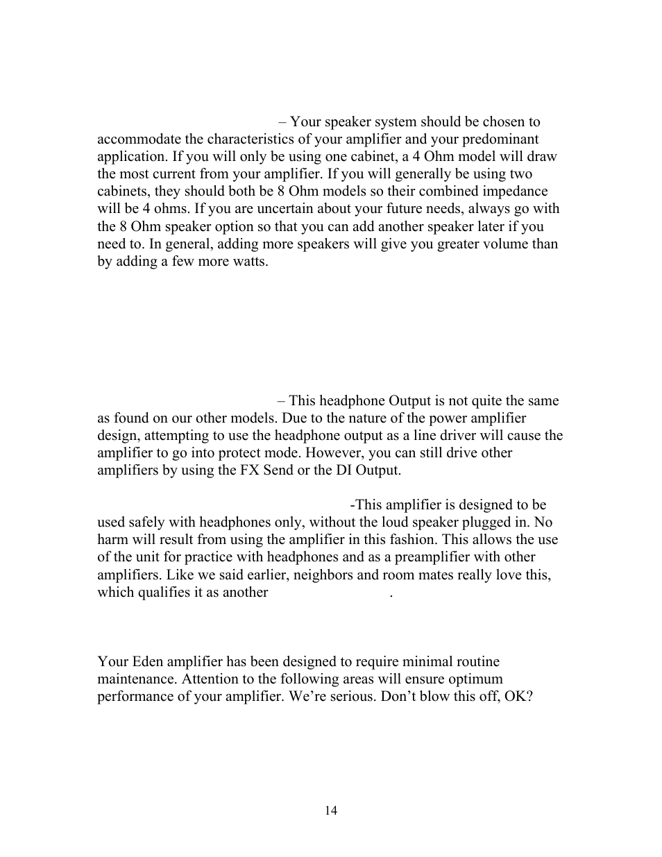 Eden WTX260 User Manual | Page 14 / 16