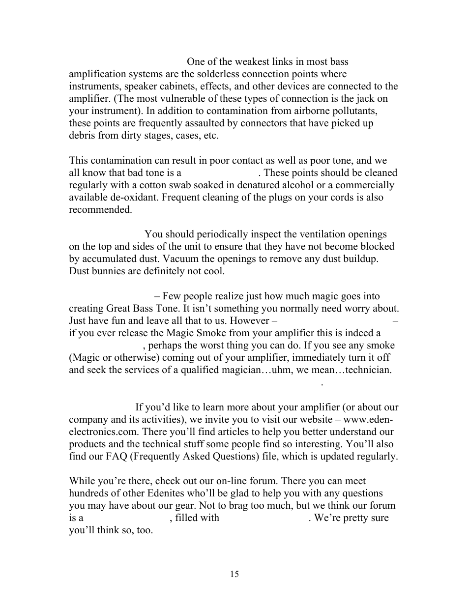 Eden WTX260 User Manual | Page 15 / 16