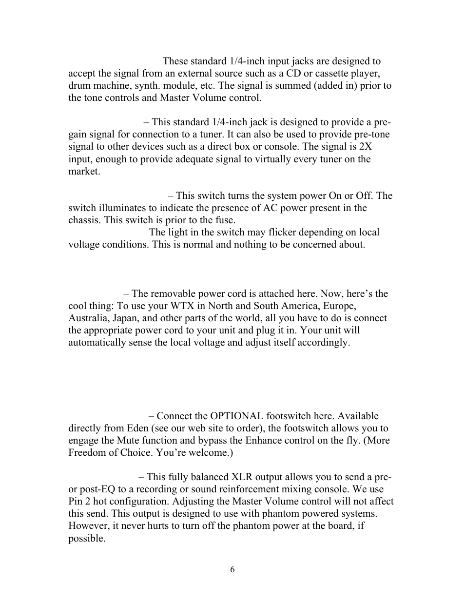 Eden WTX260 User Manual | Page 6 / 16