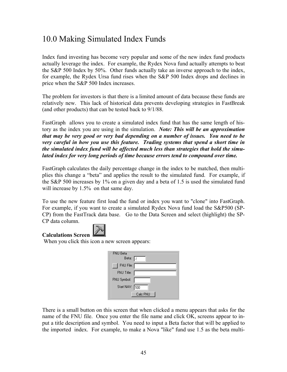 0 making simulated index funds | EdgeWare FastGraph Version 3 User Manual | Page 45 / 57