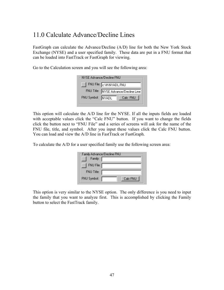 0 calculate advance/decline lines | EdgeWare FastGraph Version 3 User Manual | Page 47 / 57