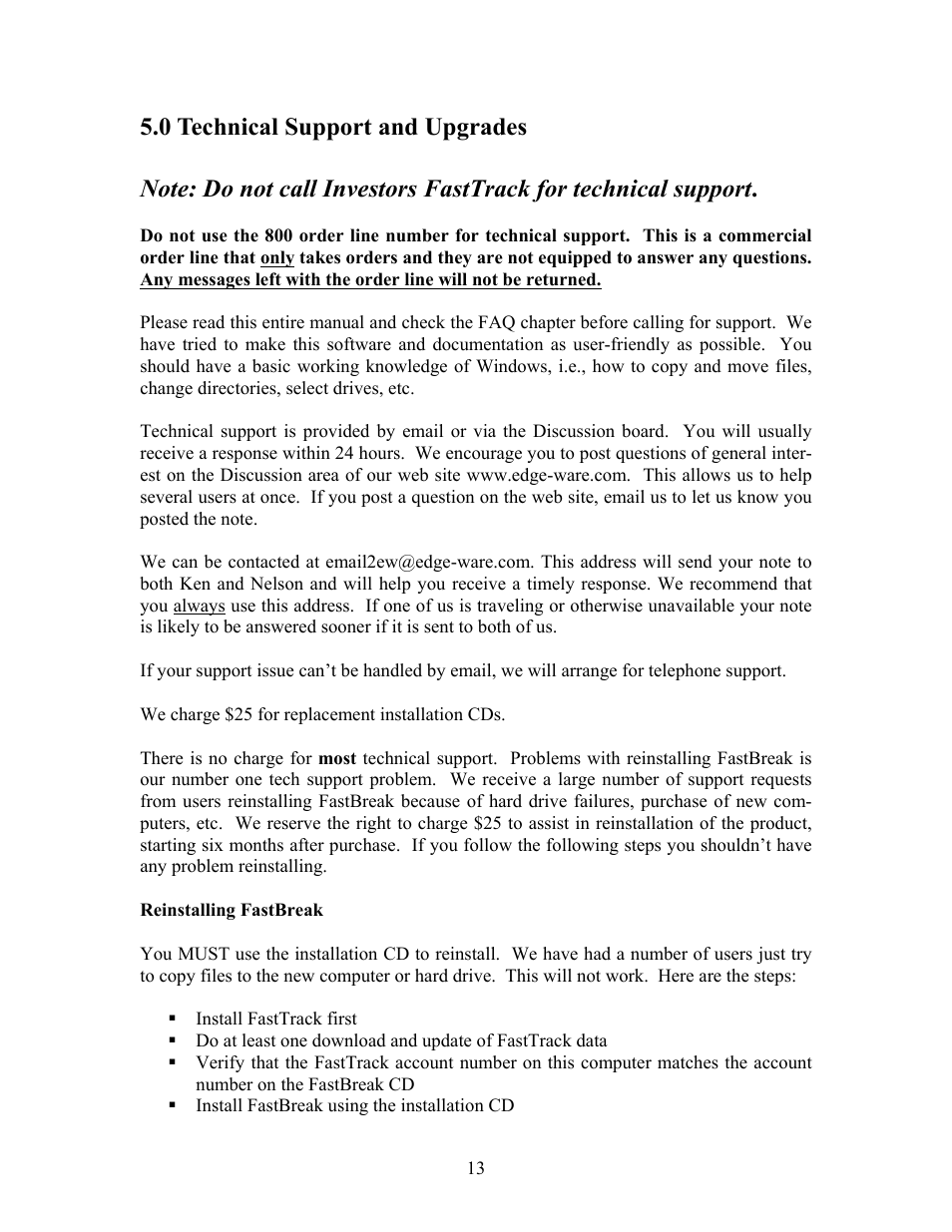 EdgeWare FastBreak Standard Version 5 User Manual | Page 13 / 90