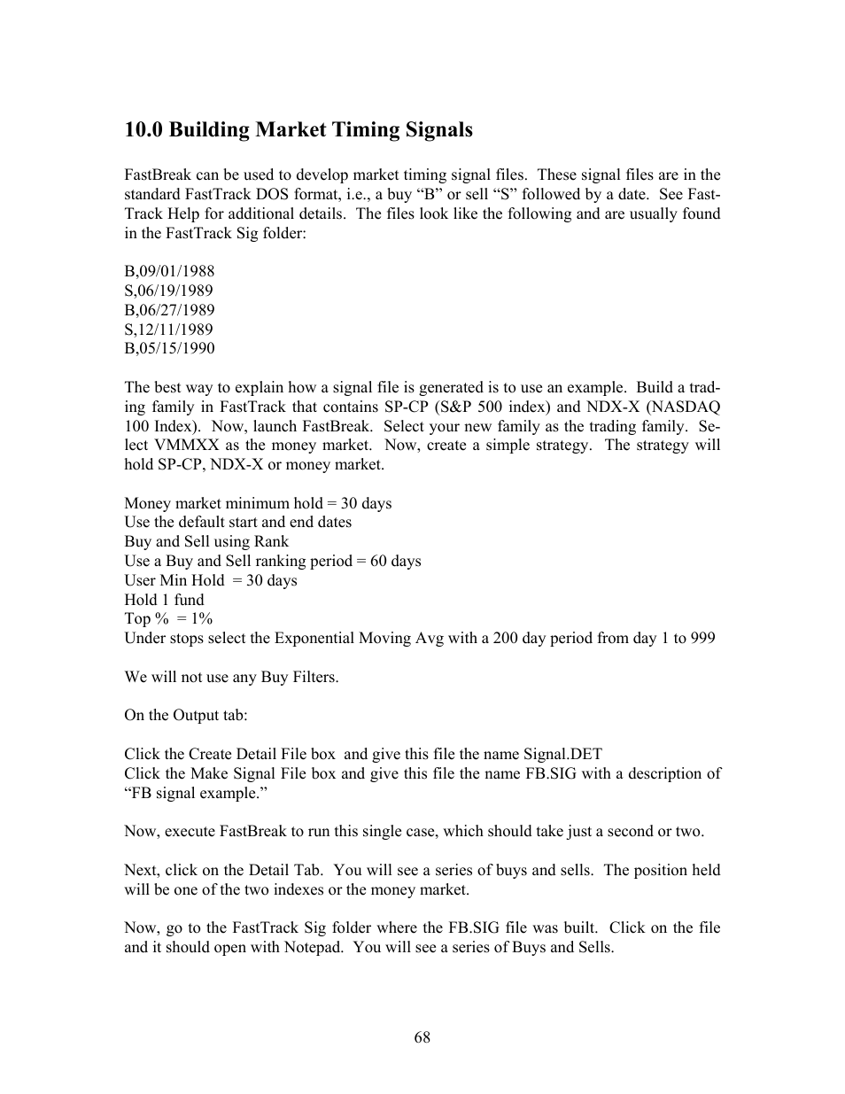 0 building market timing signals | EdgeWare FastBreak Standard Version 5 User Manual | Page 68 / 90