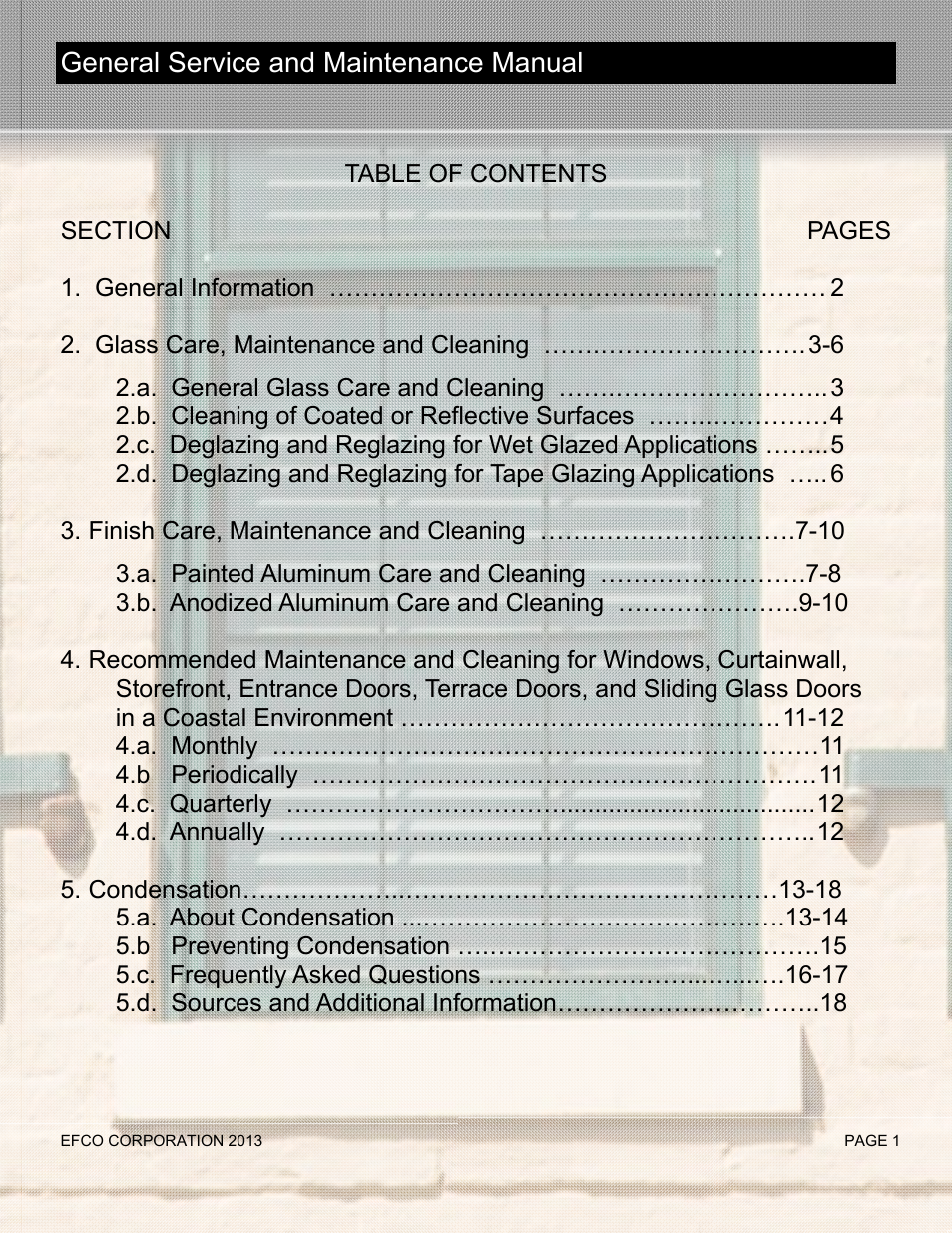 EFCO Special Purpose Windows General Maintenance Instructions User Manual | Page 2 / 19