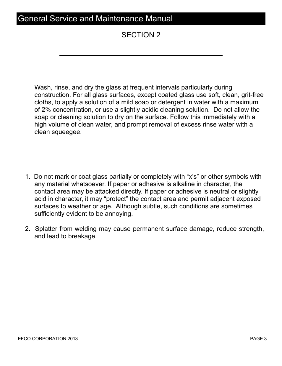 General cleaning, General service and maintenance manual | EFCO Special Purpose Windows General Maintenance Instructions User Manual | Page 4 / 19