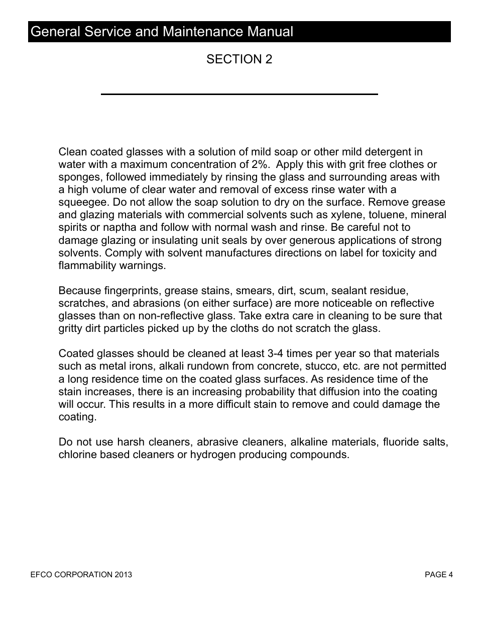 Coated or reflective, General service and maintenance manual | EFCO Special Purpose Windows General Maintenance Instructions User Manual | Page 5 / 19