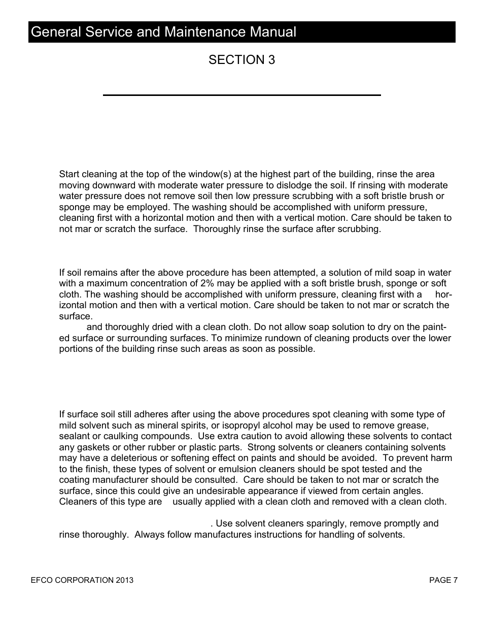 Paint care & cleaning, General service and maintenance manual | EFCO Special Purpose Windows General Maintenance Instructions User Manual | Page 8 / 19