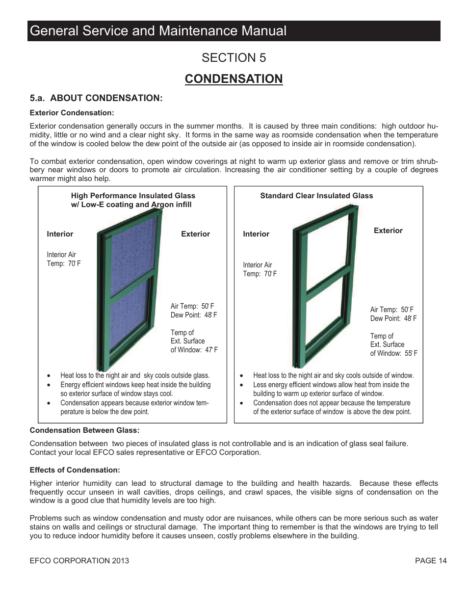 General service and maintenance manual | EFCO Special Purpose Windows Understanding Condensation User Manual | Page 2 / 6