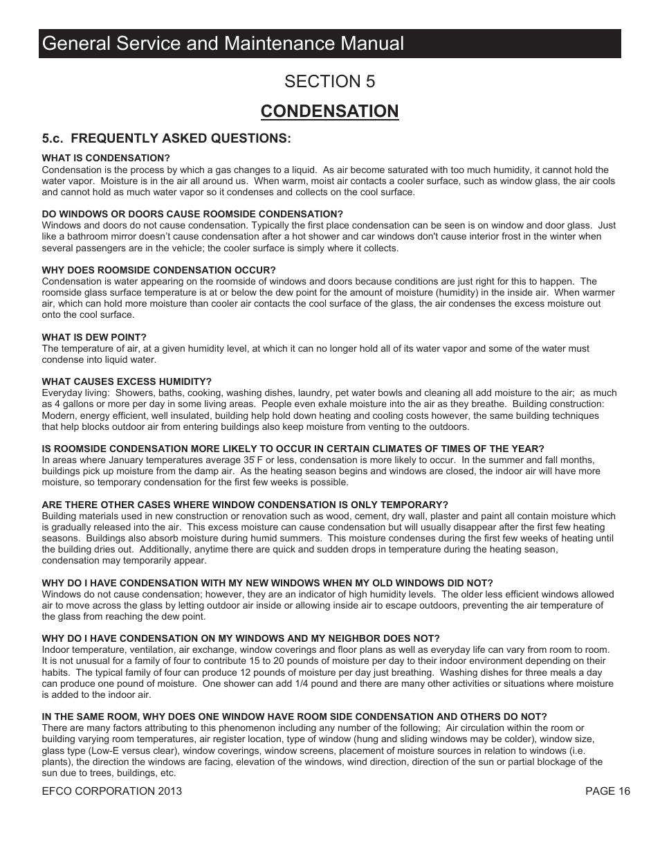 General service and maintenance manual | EFCO Special Purpose Windows Understanding Condensation User Manual | Page 4 / 6