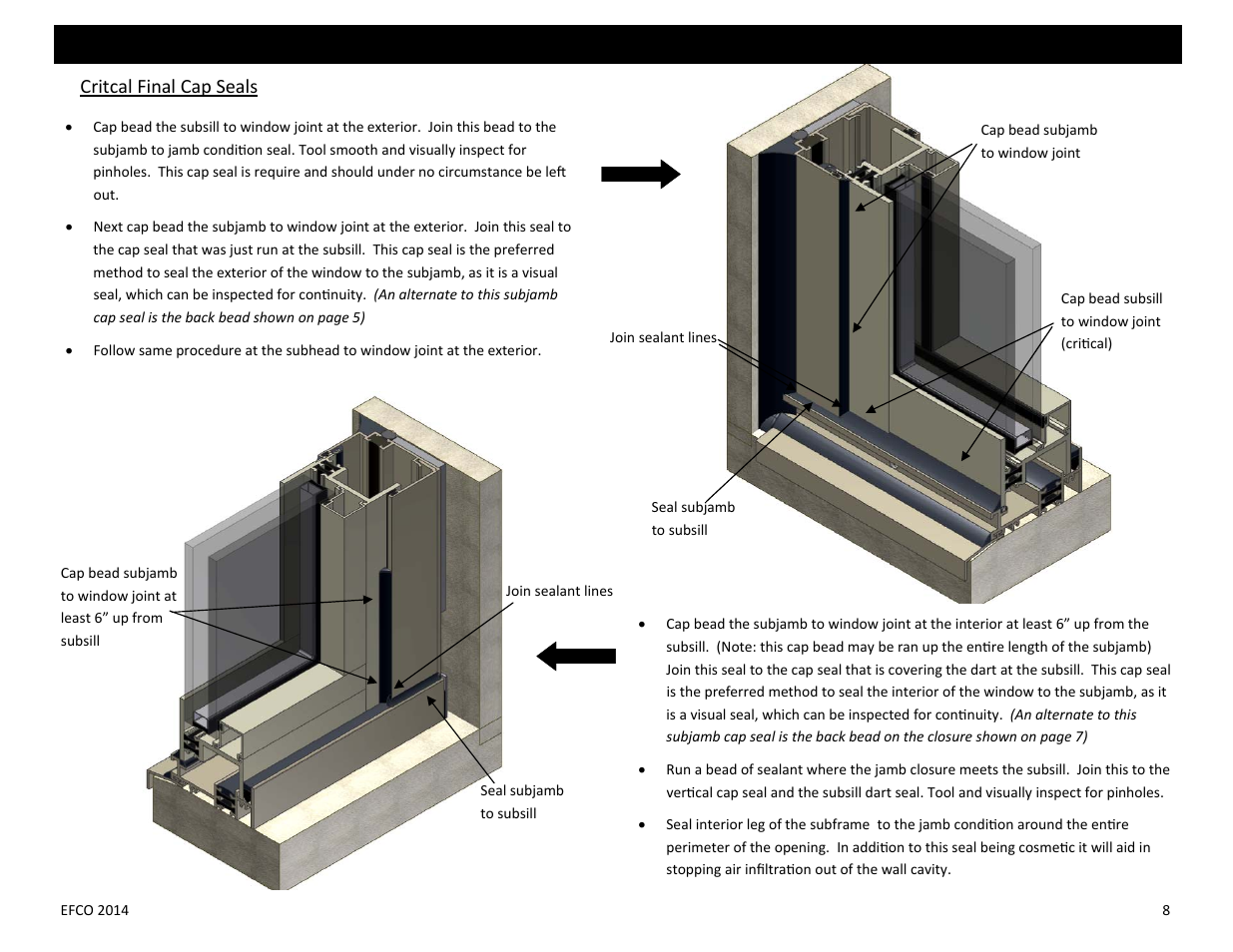 Critcal final cap seals | EFCO Special Purpose Windows Installation User Manual | Page 47 / 58