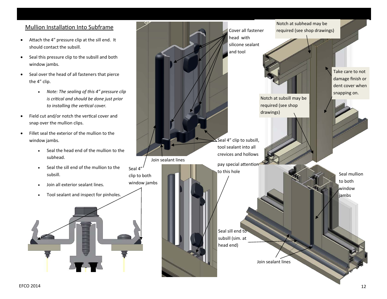 Mullion installa on into subframe | EFCO Special Purpose Windows Installation User Manual | Page 51 / 58