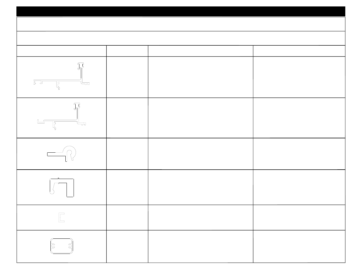 Section 2 - parts identification : g. extrusions, Profile part # description, Extrusions 17b1 | 17b6, 17d1, 17d2, 12d8 | EFCO 8800 Series Assembly Instructions Vol.1 User Manual | Page 19 / 35