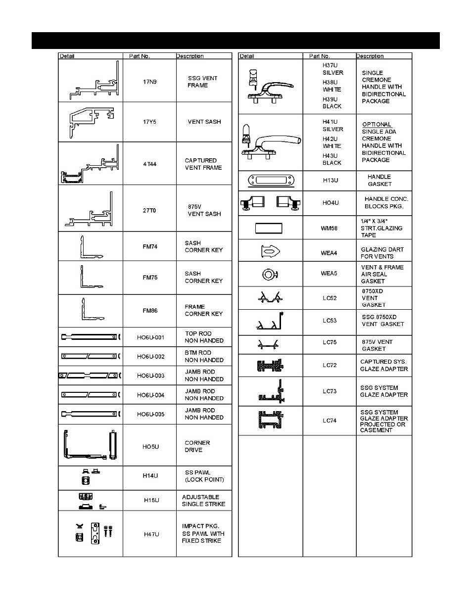 Series 875 vent parts identification | EFCO 875X Wall Vent User Manual | Page 4 / 31