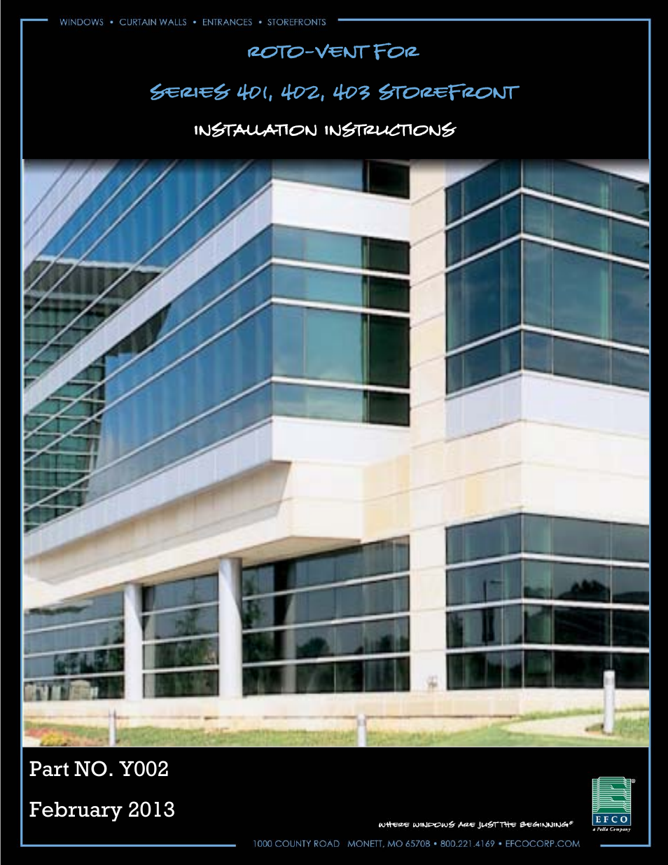 EFCO 403 Series Roto Vent for Storefront User Manual | 14 pages