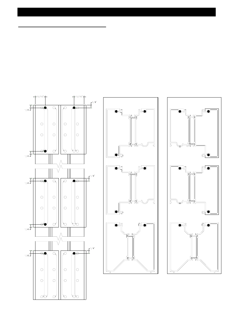 Left hand mullion shown, right hand opposite, With 4 ½” horizontals, Series 433 triple set installation instructions | EFCO 433 Series User Manual | Page 19 / 90