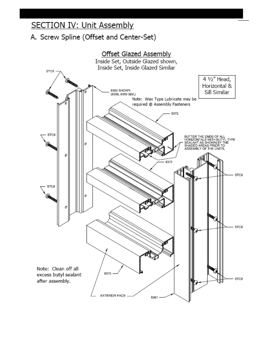 Screw spline - center glazed assembly | EFCO 433 Series User Manual | Page 34 / 90