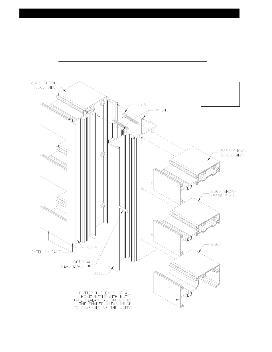 A. screw spline (offset and center-set), Offset glazed assembly with expansion mullion | EFCO 433 Series User Manual | Page 37 / 90