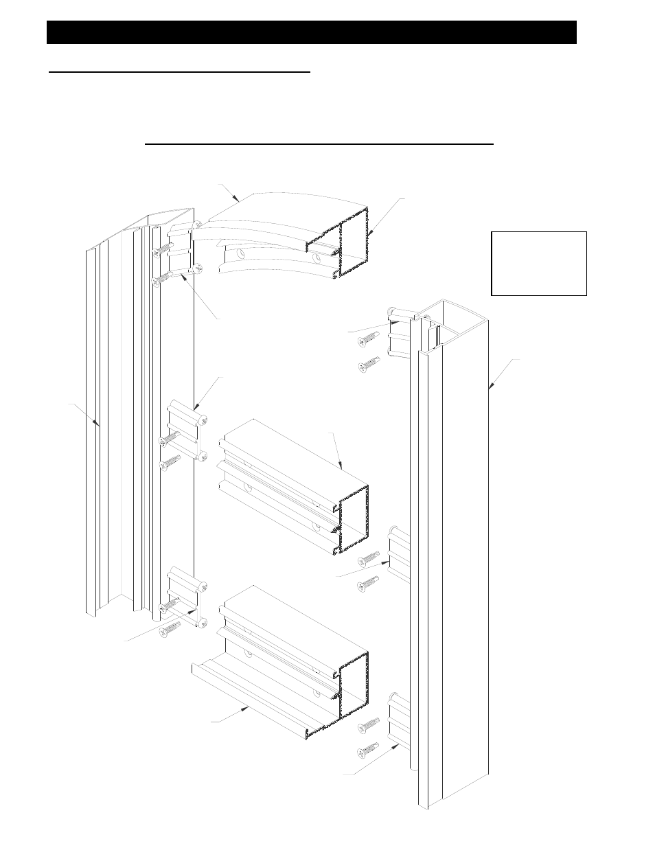 E. rolled arch top & sloped top (center set), Center glazed assembly for slope or arch top, Series 433 triple set installation instructions | Inside or outside glazed | EFCO 433 Series User Manual | Page 45 / 90