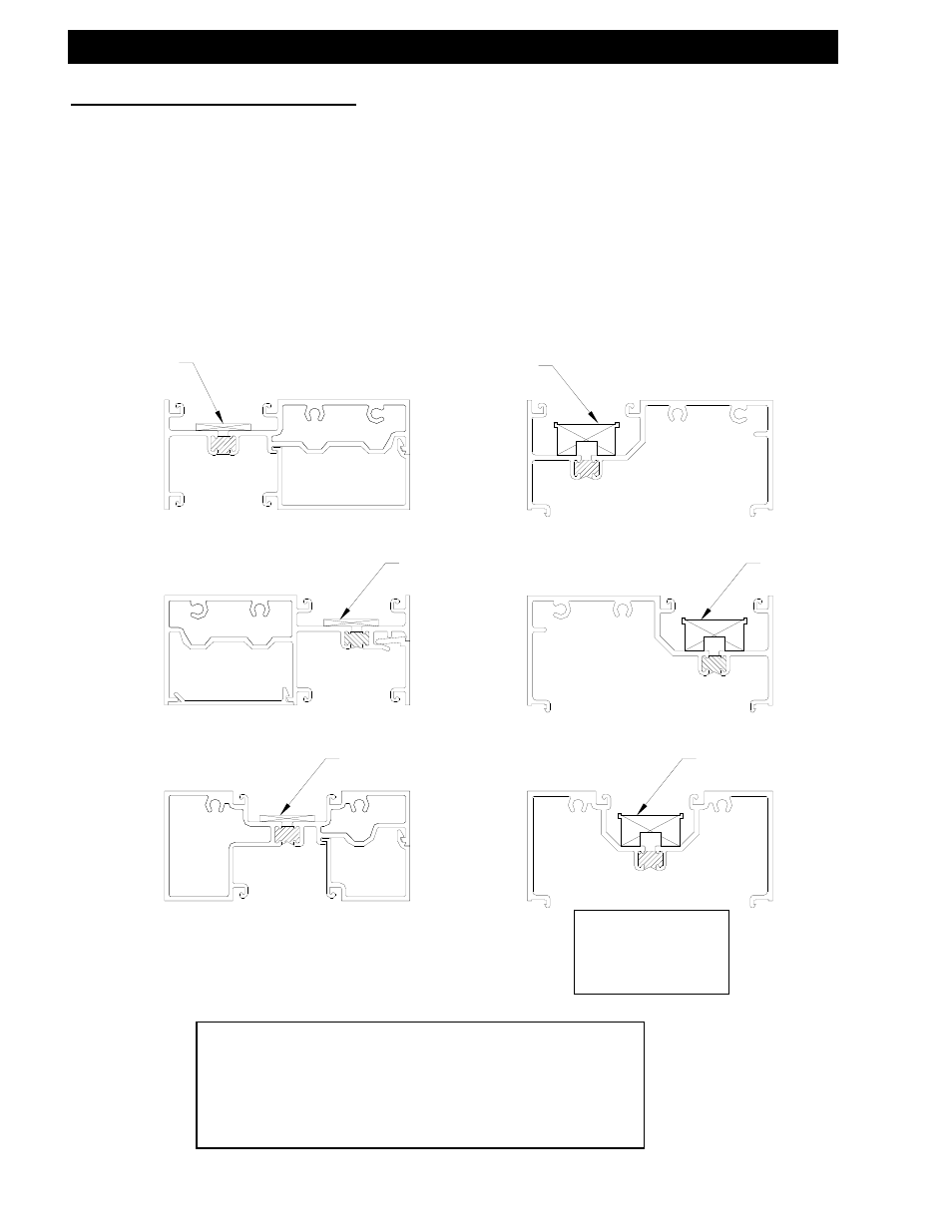 Glass pockets & setting blocks, Identification of glass pockets and setting blocks, Includes offset and center-set glazing) | Inside glazed horizontals, Fig. 69, Fig. 70] [fig. 71, Fig. 72, Fig. 74] [fig. 73, Inside glazed sills | EFCO 433 Series User Manual | Page 73 / 90