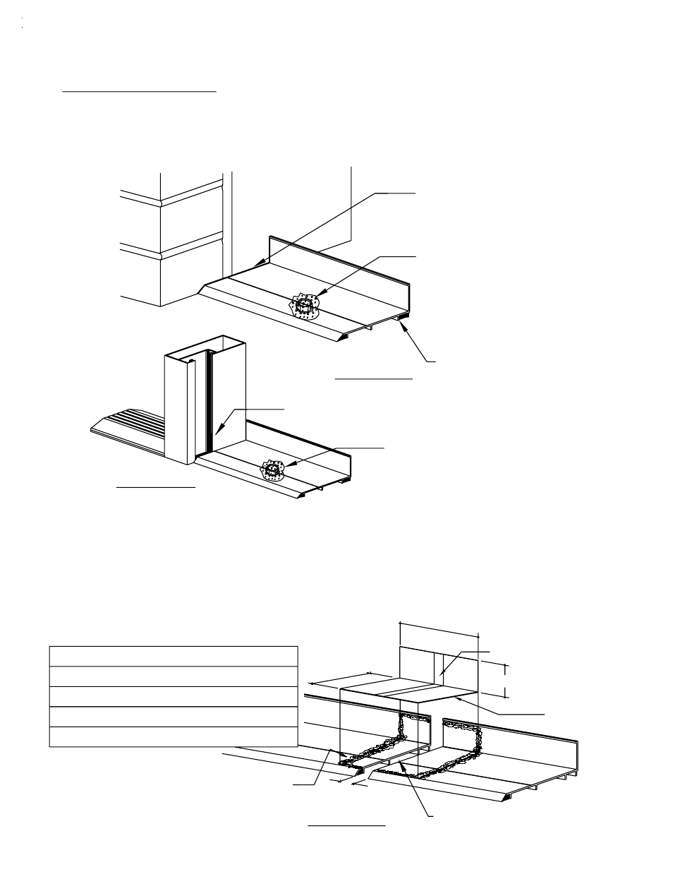 Sill flashing installation, F) typical detail showing parts relationship, Step 2) | Step 1), Fig. # 35, Fig. # 34, Fig. # 33 | EFCO 960 Series User Manual | Page 44 / 65