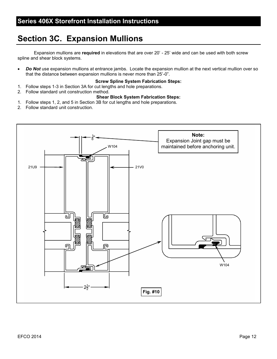 Series 406x storefront installation instructions | EFCO 406X Series User Manual | Page 12 / 25