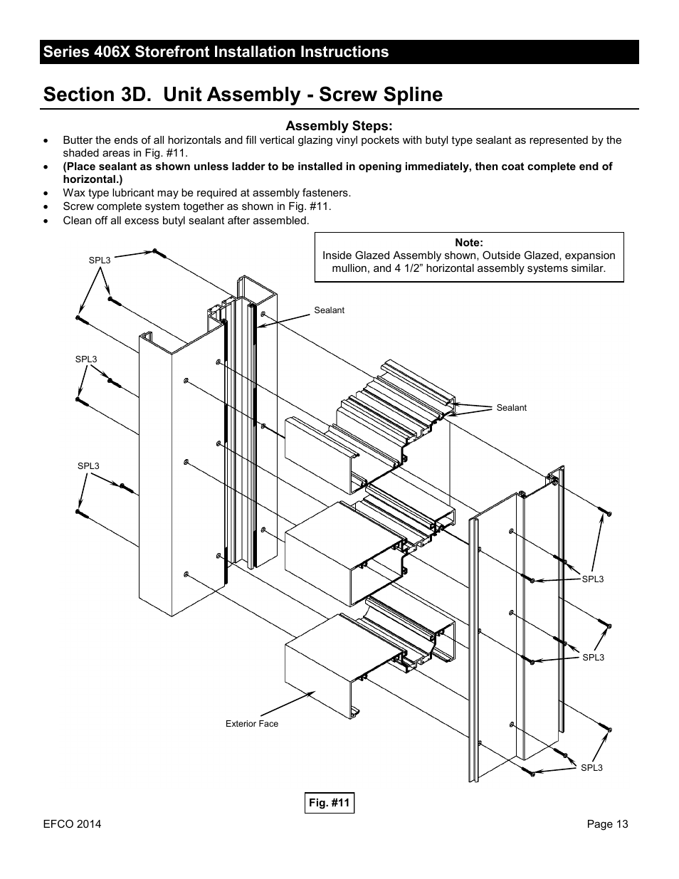 Series 406x storefront installation instructions | EFCO 406X Series User Manual | Page 13 / 25